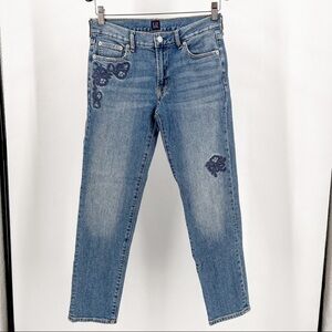 GAP Floral Embroidered Girlfriend Jeans